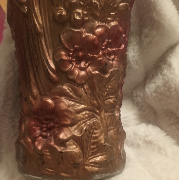 HP 9/9! Antique Victorian Large Goofus Glass Vase Two Birds Floral Background - Picture 8 of 15